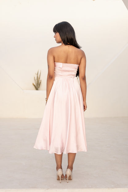 Elara Midi Dress — Powder Pink