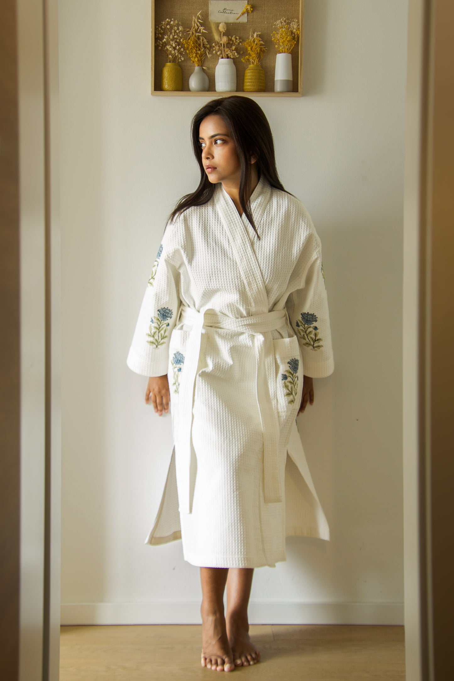 Indigo Dahlia Waffle Robe
