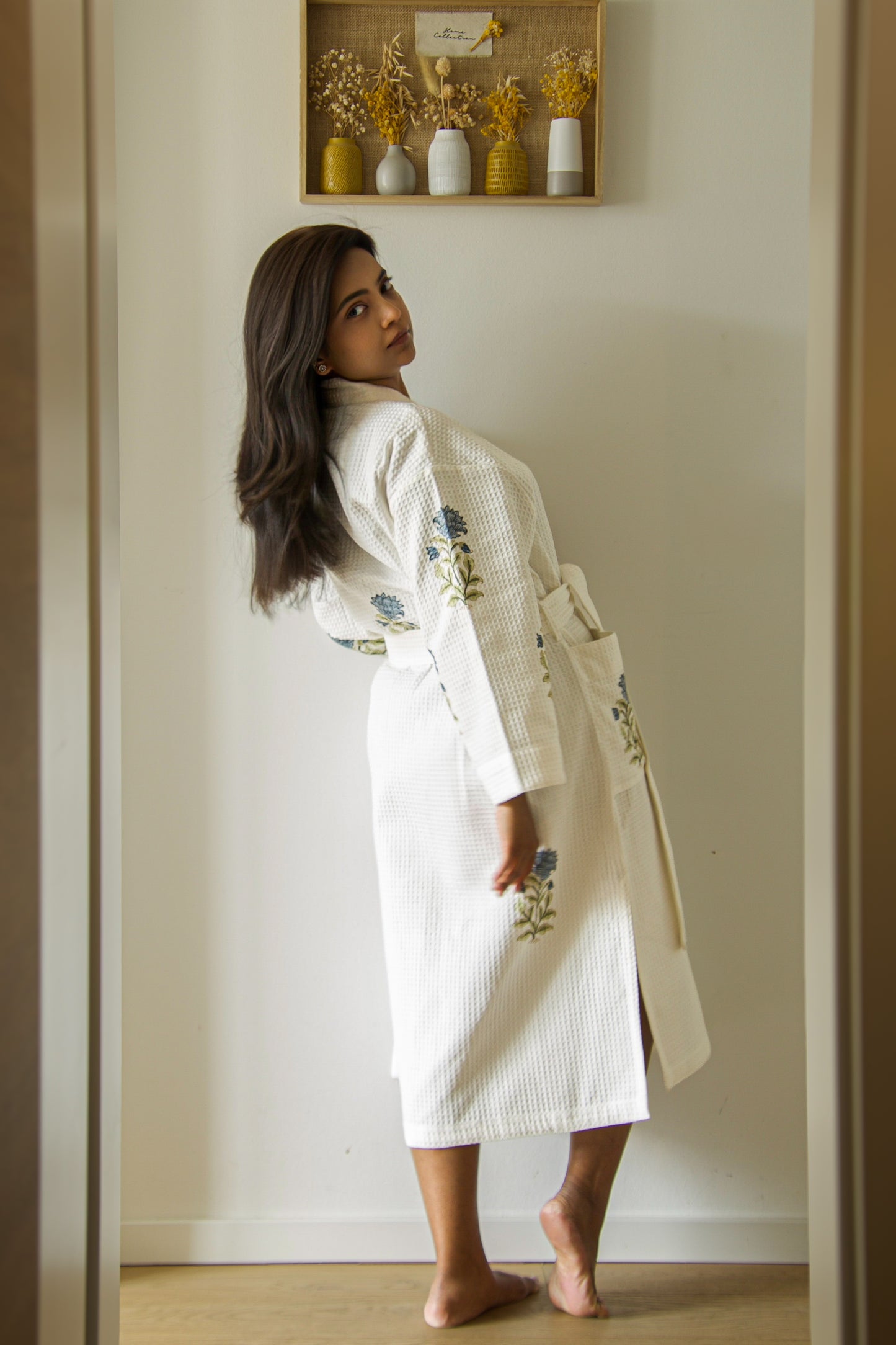 Indigo Dahlia Waffle Robe