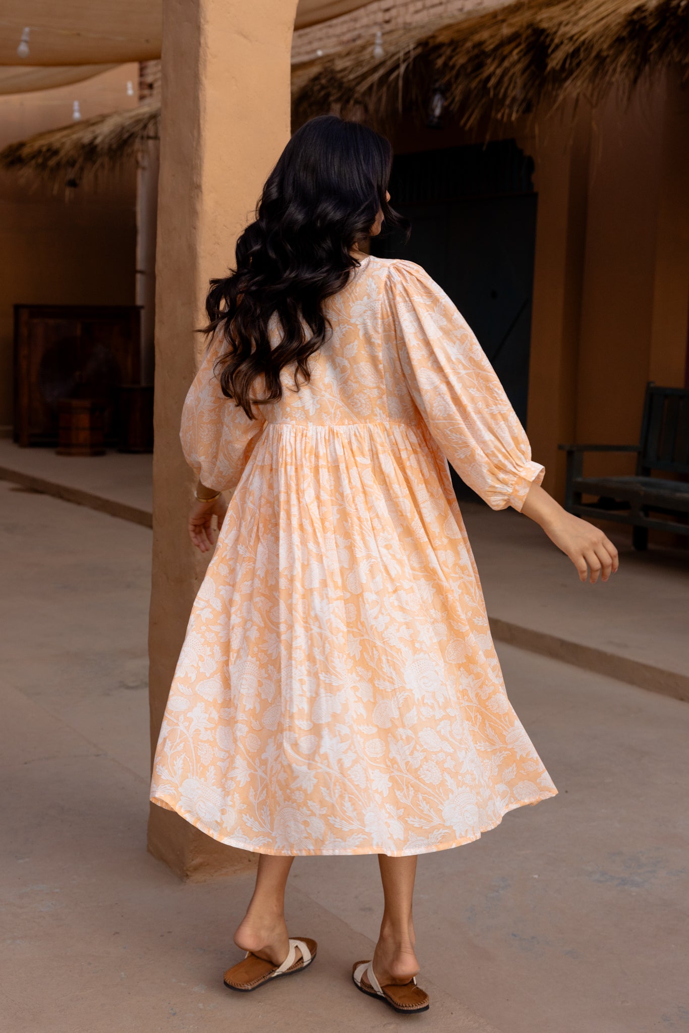 Liana Midi Dress - Apricot