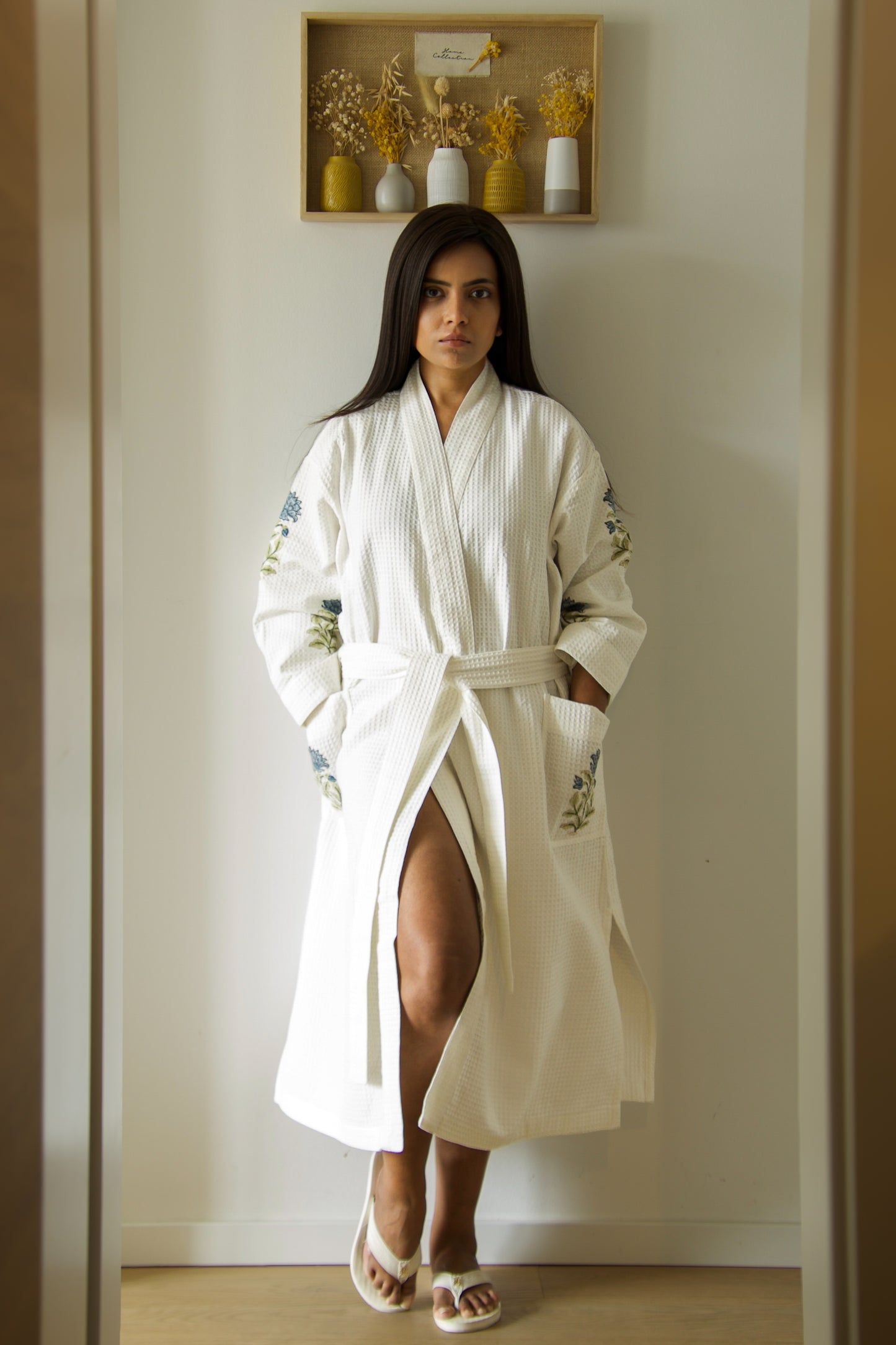 Indigo Dahlia Waffle Robe