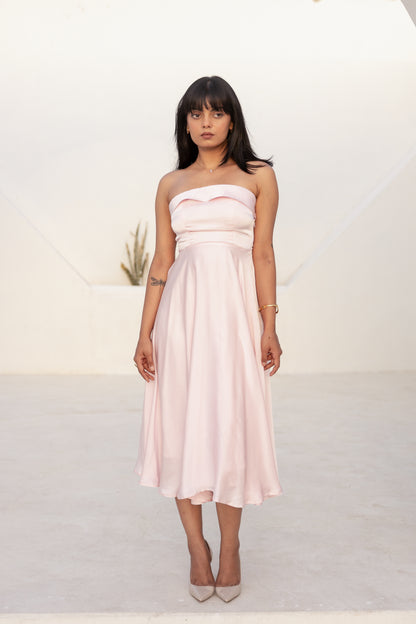 Elara Midi Dress — Powder Pink
