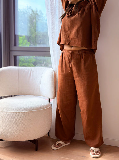 Mysa Nightwear Co-ord Set — Terra Brown