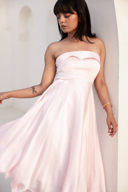 Elara Midi Dress — Powder Pink