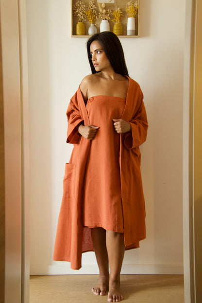 Gauze Sauna Wrap — Rust