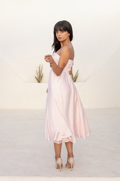 Elara Midi Dress — Powder Pink