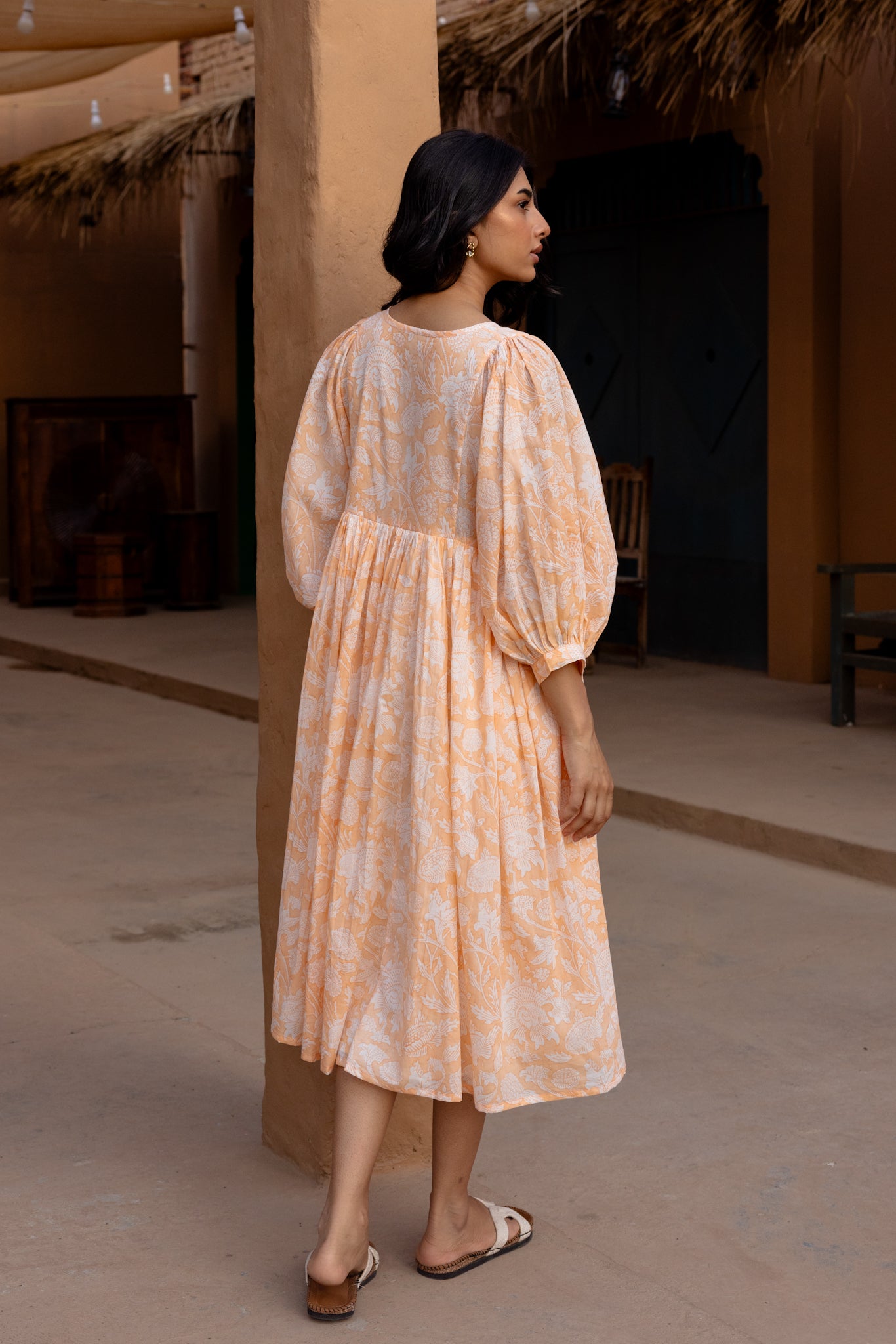 Liana Midi Dress - Apricot