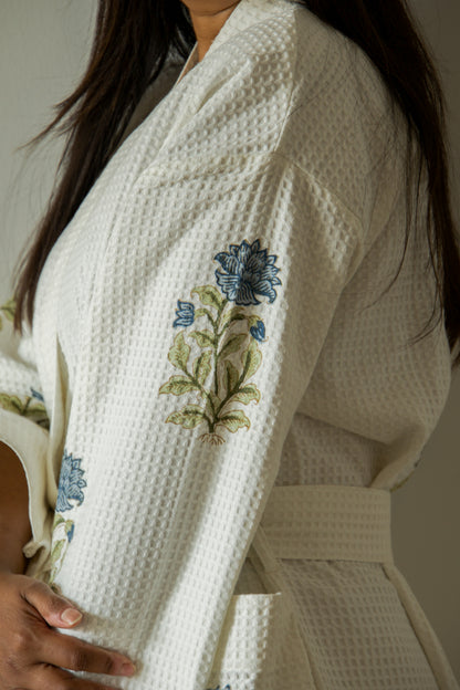 Indigo Dahlia Waffle Robe